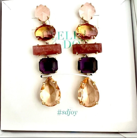 Stella & Dot Gem Linear Earrings - Picture 2 of 7